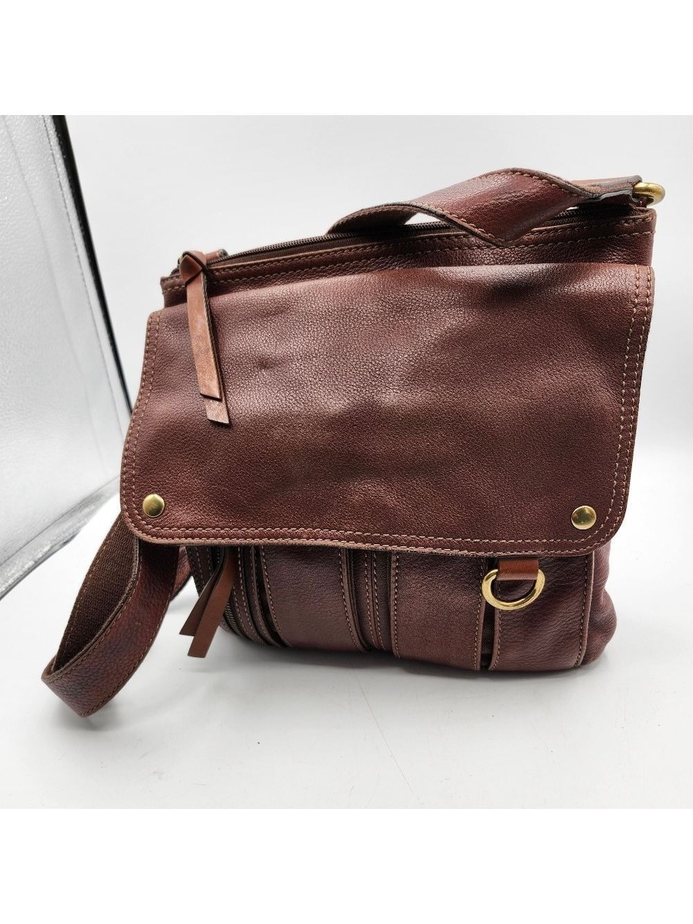 Fossil Morgan Rich Brown Leather Messenger/Traveler Bag
